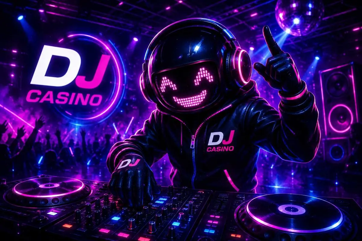 La mascota de DJ Casino en los platos ilustrando el seguimiento de las retiradas